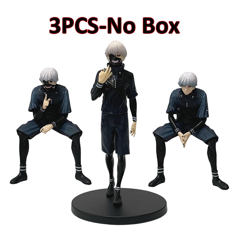 20cm Ken Kaneki Sitting Figure Tokyo Ghoul GK Replaceable Double Head Double Arms Statue with Base Anime Model Toy Deco Boy Gift
