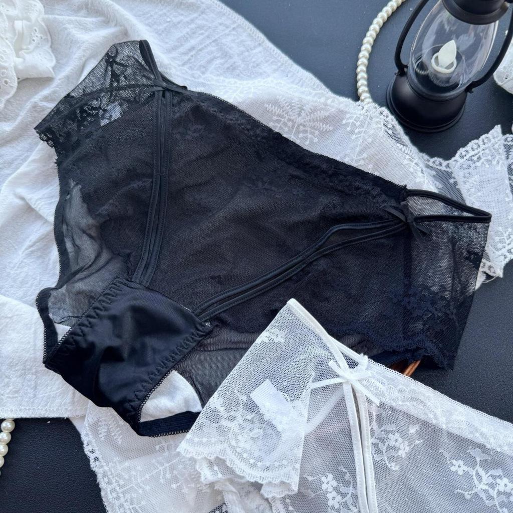 Ladies Spring and Summer Sweet Cute Sexy Jacquard Flounder Mesh Briefs