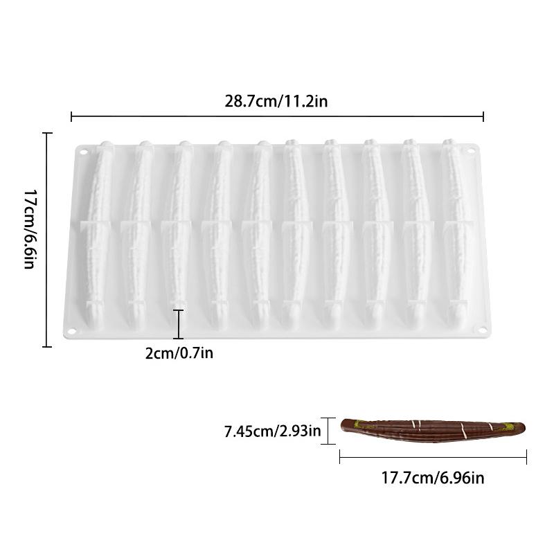 10 Cavity Multifunctional Vanilla Mousse Cake Pastry Silicone Mould For Chocolate Ladyfingers Candle Simulation Toy Baking Tool