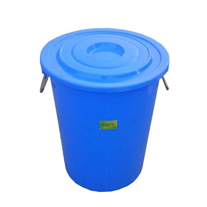 Shuangan 60L White Thickened Round Plastic Bucket with Lid & Iron Handle
