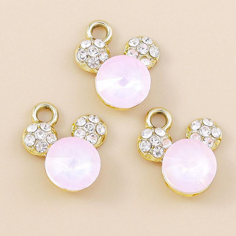 Leslie 10pcs Cute Animal CZ Crystal Bear Charms Pendants for Jewelry Making Diy Necklace Earring Bracelet Handmade Craft