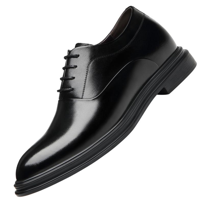 Invisible Inner Height Increase 8cm Leather Shoes Men's Korean Version Genuine Leather Men's Shoes Business Dress Black Pointed Photo Wedding Shoes
