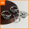 BF CLUB 925 Sterling Silver Ring For Women Jewelry Flower Shape Retro Open Vintage Handmade Ring Allergy For Party Birthday Gift