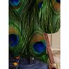 Elegant Casual Comfortable Style Painting Peacock Feather Elements Printing Pattern Code Women's Clothing Crew Neck Zipper Long Sleeve