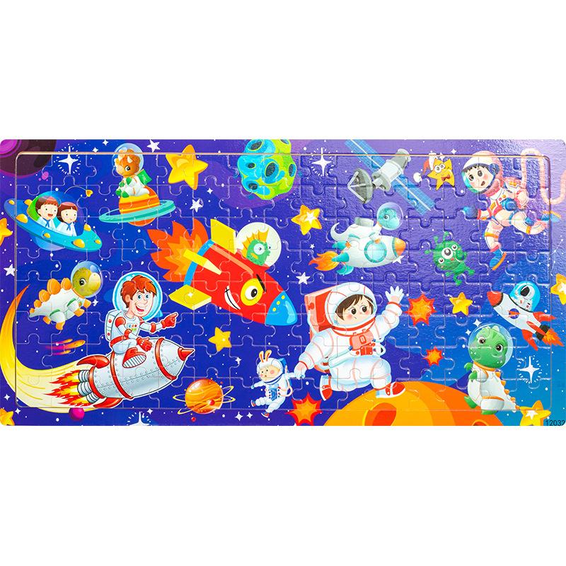 Wooden 120 Pieces Puzzle, Children's Animal Dinosaur Cartoon Plane Puzzle Baby Early Education Puzzle Building Block Toy