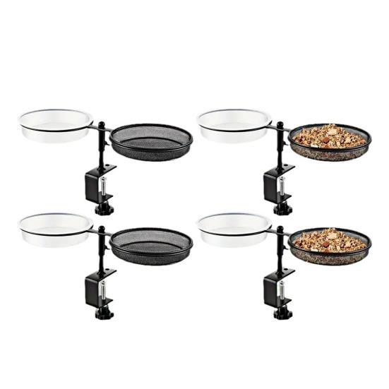 Deck Bird Feeder Tray Detachable Mesh Feeder Tray with Water Bowl Deck