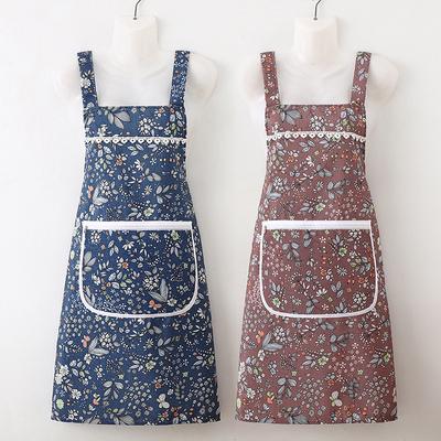 Floral Princess Apron Kitchen Household Large Pocket Strap Apron Breathable Wear-resistant Princess Apron