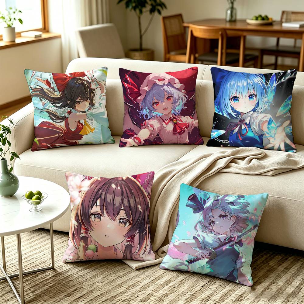 TTouhou Anime Game Character Pillow Case Square DoubleSided Sofa Cushion Cover Bedroom Bedside Pillow
