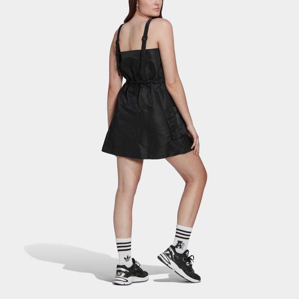 adidas Originals Kleeblatt-Logo-Aufnäher Einfarbiges Tankkleid Damenkleid Schwarz HL9066