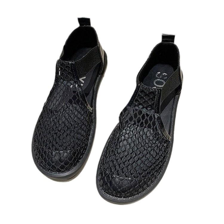 Baotou Sandals Women's 2025 Spring and Summer New Breathable Mesh Hollowed Out Big Head Thick Medium Roman Elastic Overshoes