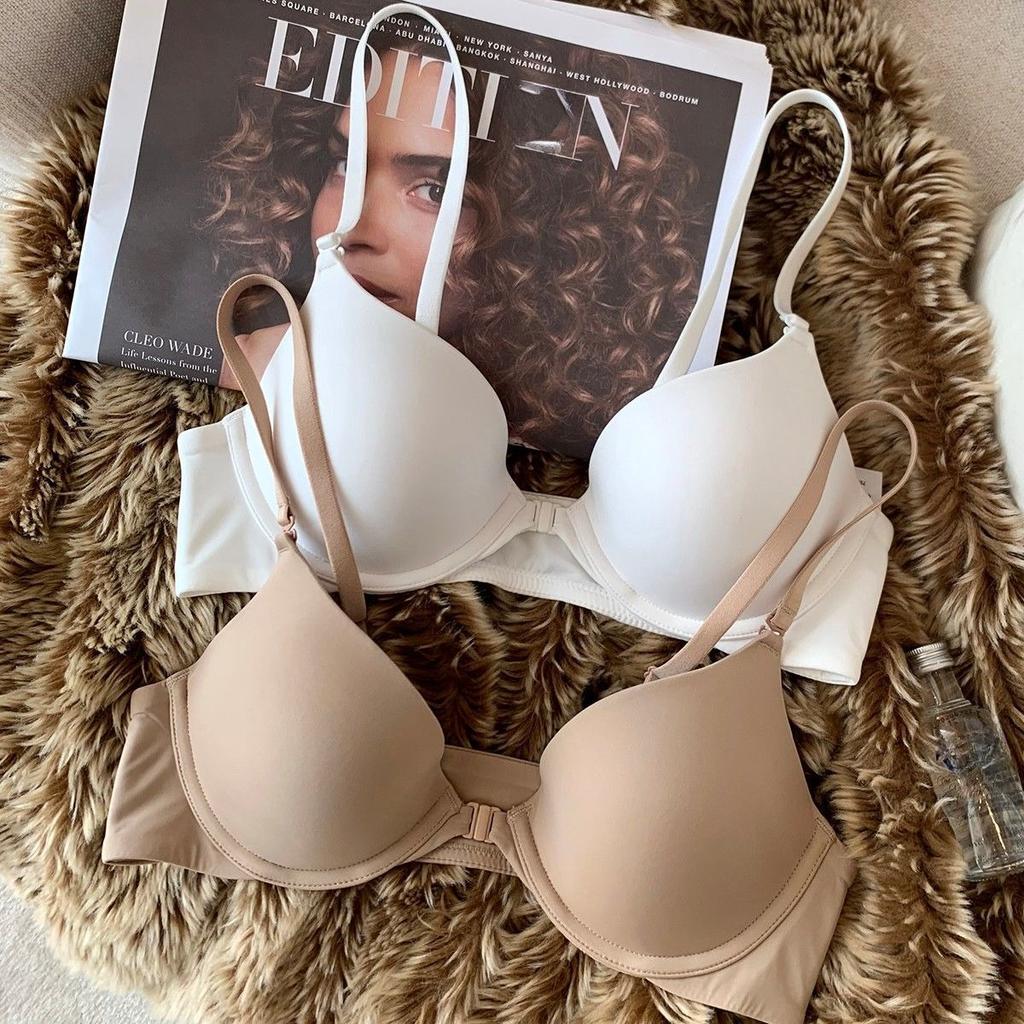 Women's Sexy Thin Front Closure Bra Push Up Slimming Lifting Invisible Seamless Underwire Backless Bra for Small Bust