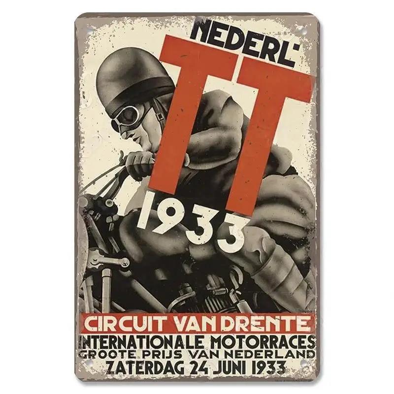 Vintage Metal Sign Motorcycle Poster Decor TT Racing Metal Tin Plate Living Room Wall Garage People's Cave Restaurant Art Decor