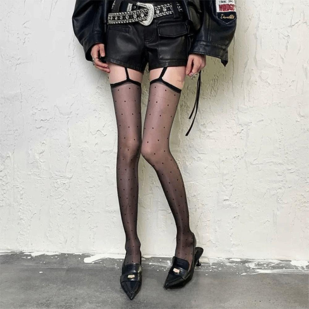 

New High Elasticity Gloss Suspender Socks Personality Breathable High Pantyhose Ballet Style Ultra-thin Hottie Sexy Tights XXXS чорний