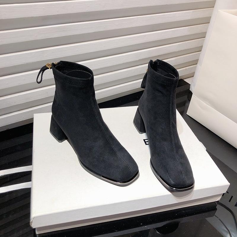 Autumn Winter Women Thick Heel Ankle Boots Metal Square Toe Shoes Modern Short Botas Para Mujer