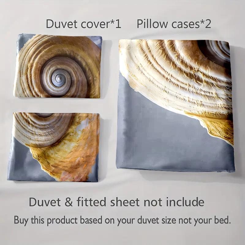 Golden Spiral Shell Bedding Duvet Cover Sets Duvet Covers Pillowcases Gifts (1 * Duvet Cover 2 * Pillowcases, Without Duvet Insert)