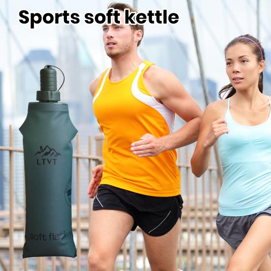 500ML Sports Soft Water Bottle Leakproof Safe No Odor Food Grade Thick Foldable Portable Mountaineering Cycling Camping Traveling Water Bottle