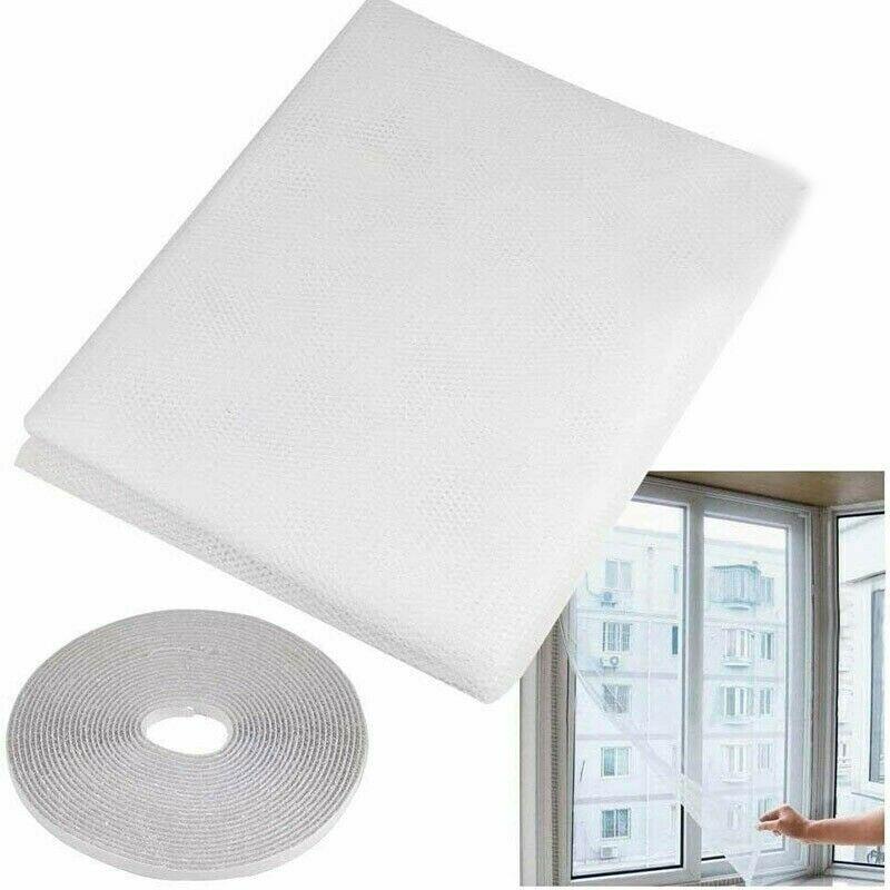 

Сетка на окно Дверная штора Самоклеящаяся сетка Защита от комаров, мух, насекомых 1.3*1.5M/4.264*4.92ft белый