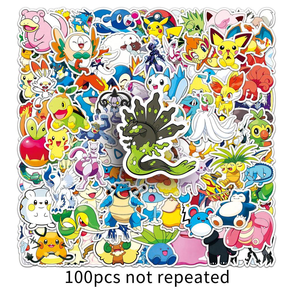 100-Pack Waterproof Pokemon Anime Cartoon Stickers for DIY Decoration