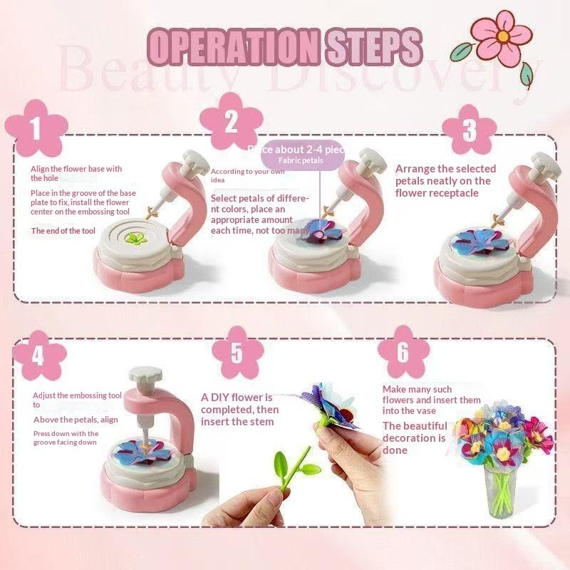 DIY Fabric Flower Bouquet Craft Kit Eco-Friendly Material Handmade Art Toy No Odor for Kids Home Art Project Festival Gift