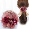 Vintage-Inspired Floral Scrunchie - Mixed Color Fabric Hair Tie for Women, Elegant Ponytail Holder