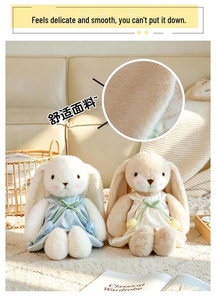 Adorable Tulip Long-Eared Rabbit Plush with Flower Gauze Skirt - Perfect Girly Gift