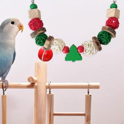 Parrot Chewing Toy Cage Accessories Wood Bird Hanging for Eclectus Budgies Cockatoos Cockatiel