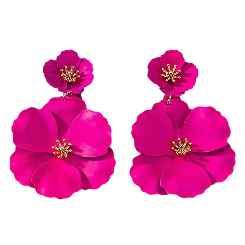Unique Flower Studs Earrings Fashionable Colorful Dangle Statement Earrings Iron Texture Suitable for Youthful Women
