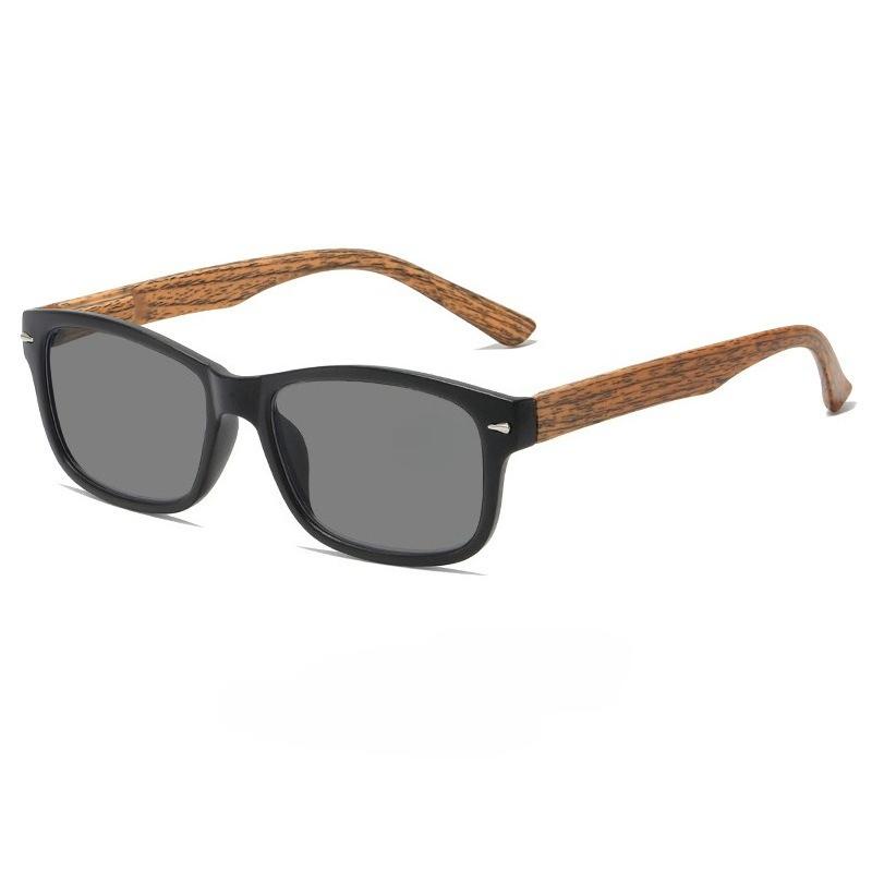 Outdoor UV Protection Presbyopia Sunglasses Fashion Square Frame Wood Grain Temples HD Shades Eyewear Classic Driving Shades
