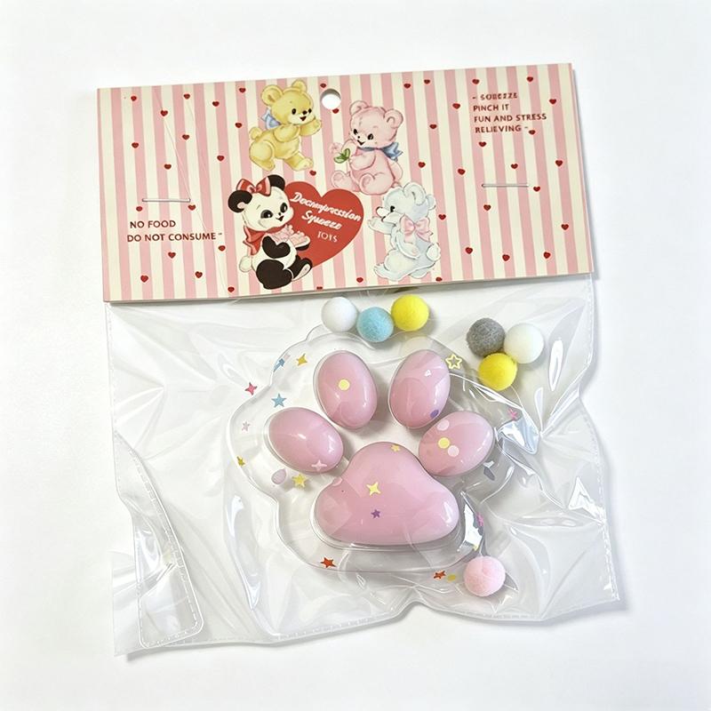 Kawaii Glitter Cat Paw Stress Relief Squeeze Toy Food Grade Soft TPR Slow Rising Toy for Kids Sensory Play Use