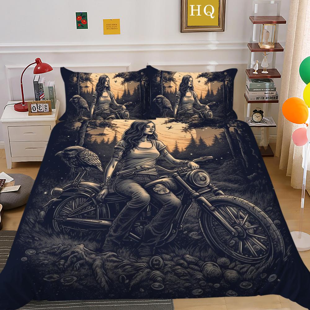 Beauty Skull Printed Bed Set Twin Size Polyester Comforter Cover Set Teen Design Superior Home Bedclothes