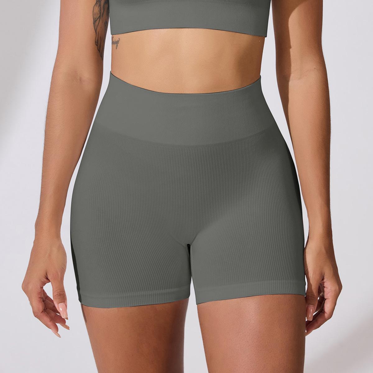 

Sports shorts hip lift high waist yoga pants women s peach buttocks tight skin-friendly quick-drying fitness shorts S сірий колір