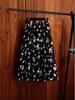 Women's Black Floral A-Line Midi Skirt: Versatile Spring/Autumn Fashion Trend.