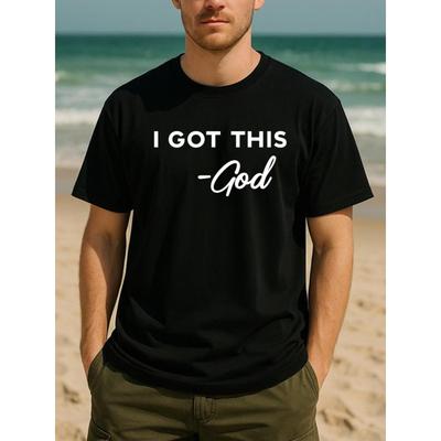 European Sizes Faith Encouragement Theme Text, Suitable for Outdoor Sports, Weekend Casual Wear, Casual Short-sleeved T-shirt