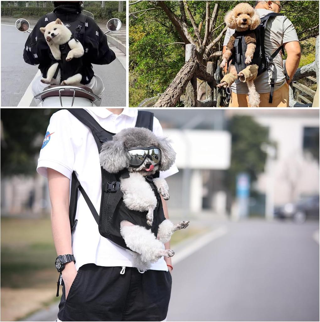 Hunde-Fronttrage-Rucksack für kleine Hunde, Haustier-Schlingentrage mit Beinauslass und verstellbaren gepolsterten Schultergurten, Einfache Passform für Reisen, Wandern, Camping, Groß