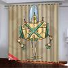 High-Density Blackout Curtains, Retro Yellowing Funny Series Digital Printing Blackout Curtains
