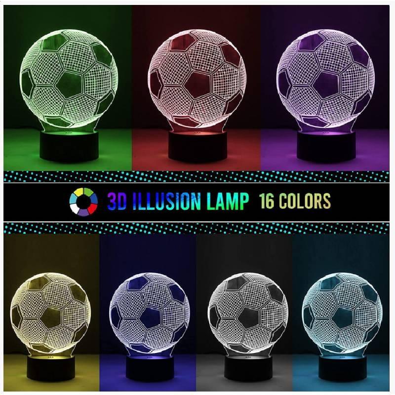 Night Led 3d Light Football Desk Lamp Illuminating Lights 7 Color Remote Gift