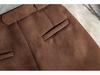 Plus Size Coffee Color Suede Velvet High Waist A-line Skirt – Anti-exposure, Hip-hugging, Short, for Women