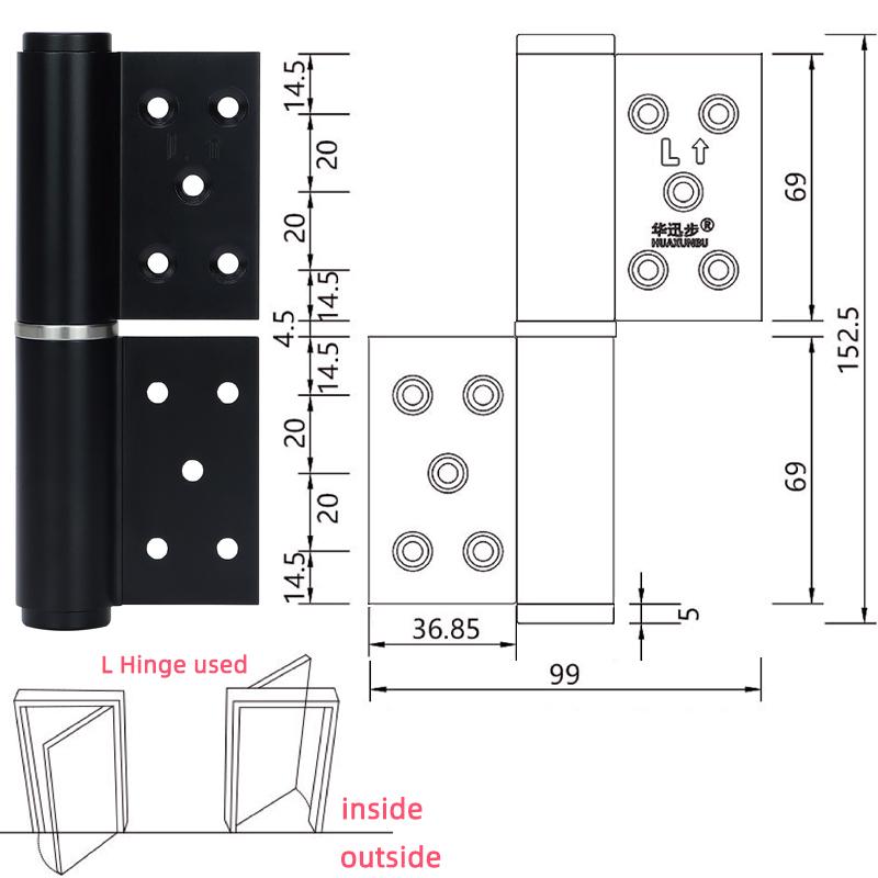 30 KG Langlebige eloxierte Aluminiumlegierung Türscharniere Schwerlast-Kugellager Soft-Close Modernes Design Links/Rechts Türstopper