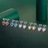 Diamond Earrings for Women High Carbon Diamond Simulation Yellow Diamond 8 * 8 Heart Earrings Jewelry for Her Birthday Christmas Gift