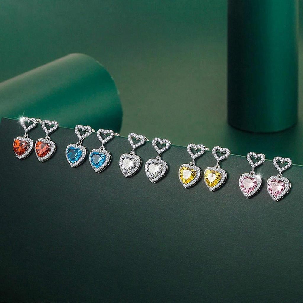 Diamond Earrings for Women High Carbon Diamond Simulation Yellow Diamond 8 * 8 Heart Earrings Jewelry for Her Birthday Christmas Gift