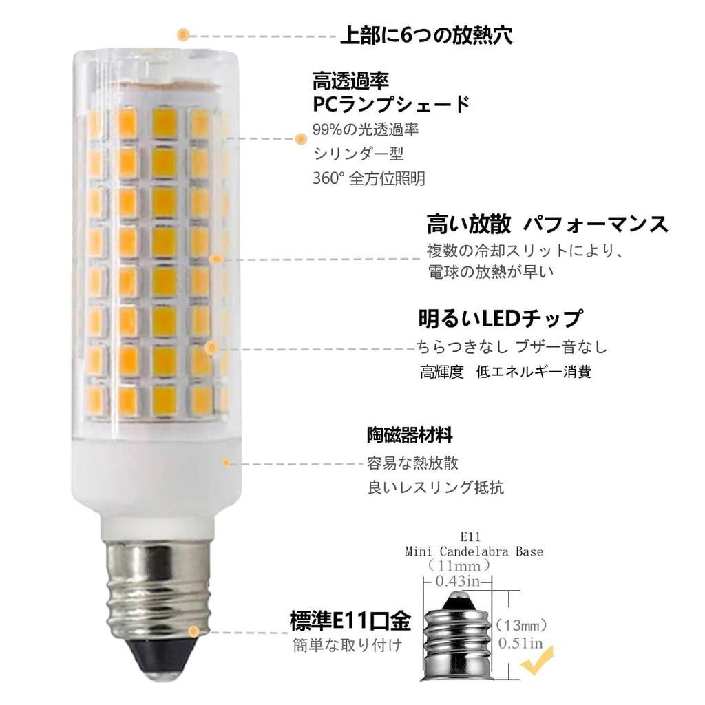 SZHZS 7W E11 LED Bulb, Dimmable, Equivalent To 75W, E11 Base, 700LM, 11mm Diameter, AC 100V, Energy Saving, High Brightness, PSE Certified (2, Warm