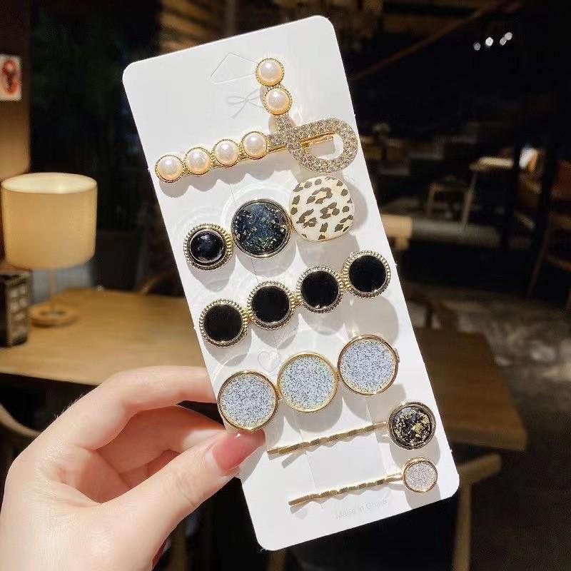 6-Piece Retro Korean Style Hair Clip Set with Bear, Pearl, Rhinestone, and Fairy Designs