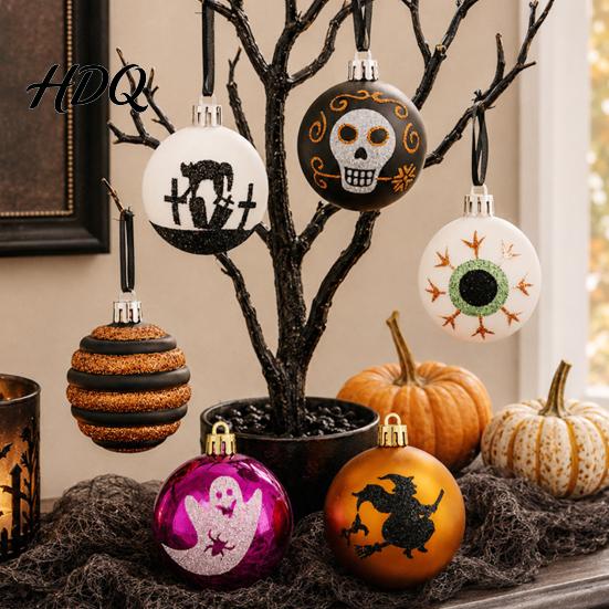 Must-have Halloween Decor 16 Pcs Hanging Ball Decor 6cm Skull Witch Eye Ornaments Decorations for Ghost Tree Spooky Window Yard Haunted House Party