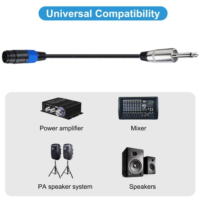 Professionelles Lautsprecherkabel Speakon auf 1/4-Zoll (6,35 mm) TS-Kabel für professionelle Systeme Universelle Kompatibilität