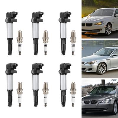 6x Ignition Coil+Spark Plug UF515 UF522 For BMW 325 335 525 530i X5 Z4 2.5L 3.0L