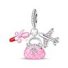S925 Silver Summer Travel Cocktail Charm Pendant Handmade DIY Beaded Jewelry Accessories