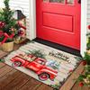 Red Truck Merry Christmas Doormat Festive Decorative Rug Indoor/Outdoor Entrance Mat Non-Slip, Stain-Resistant Home Decor