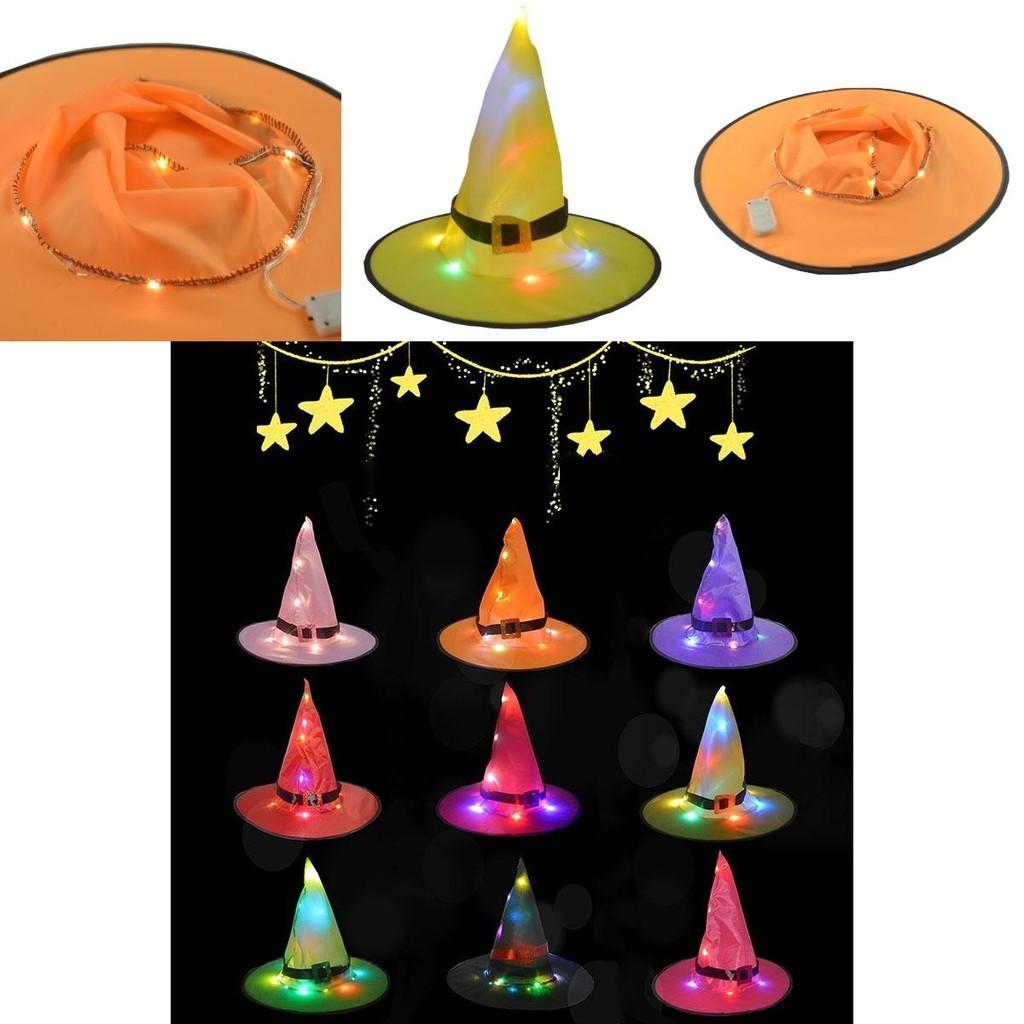 Festliche leuchtende Halloween-Hexenhüte für Outdoor-Cosplay-Partys und Dekorationen