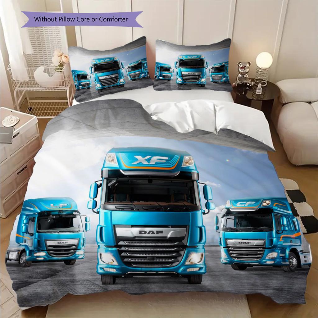 Biancheria da letto Dinamica Blu Camion Autostrada (1 * copripiumino + 2 * federa, senza nucleo) Set biancheria da letto 2D Piatto Regalo di Natale Compleanno Morbido e Confortevole
