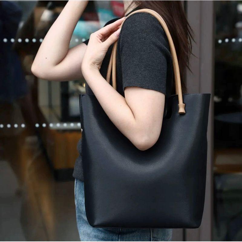 

Модная плетеная сумка-тоут из воловьей кожи Black cowhide